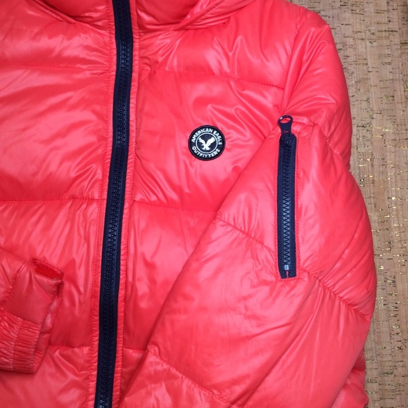 American Eagle Girls Puffer Jacket Coral Size M - Picture 2 of 9
